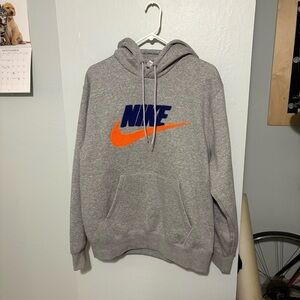Nike Gray Hoodie with Orange and Blue Logo